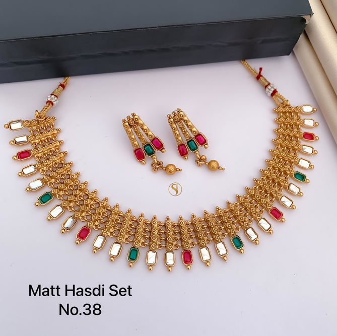 38 MH Designer Matte Golden Hasadi Set Wholesale Price In Surat
